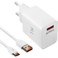 Avizar , chargeur USB 3A universel compatible Qualcomm Quick Charge 3.0 + câble de chargement USB-C, blanc