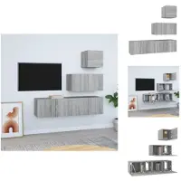 vidaXL Ensemble de 4 meubles TV Gris Sonoma Bois composite - Meubles TV