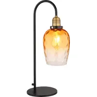 Globo Lampe de table Salvy Nid d’abeille en verre ambré