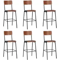 Syfax Chaises de bar lot de 6 contreplaqué solide et acier