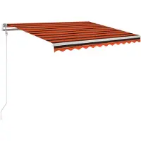 vidaXL Store automatique avec capteur de vent LED 350 x 250 cm Orange/Marron