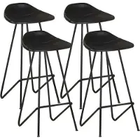 Prolenta Maison Exclusive - Lot de 4 tabourets de bar en cuir véritable noir
