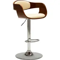 Syfax Tabouret de bar Crème Bois courbé et similicuir