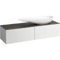 Laufen Il Bagno Alessi Élément à tiroirs, 1 trou pour robinet, plaque de pierre Marrone Naturale, découpe à droite, 160x50x37cm, pour vasque de toilette H81897 4, H4323450979991