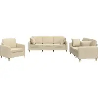 vidaXL Ensemble de canapés 3 pièces avec coussins Crème Tissu