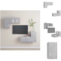 vidaXL Ensemble de meubles TV 4 pièces gris béton Matériau dérivé du bois - Meubles TV