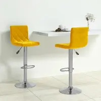 Prolenta Maison Exclusive - Lot de 2 tabourets de bar en velours jaune moutarde