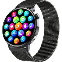 INF Montre intelligente avec fréquence cardiaque ECG, oxygène sanguin Stainlesssteelwatchband