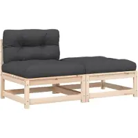 vidaXL Canapé de jardin sans accoudoirs avec coussin et pouf