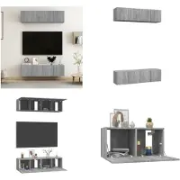 vidaXL Armoires murales TV 4 pcs. Gris Sonoma 60x30x30 cm bois composite - Meuble TV mural - Meubles TV