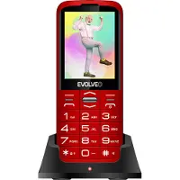 Evolveo EasyPhone XO, téléphone portable pour seniors avec support de charge, rouge