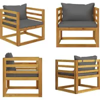 vidaXL Chaise de jardin avec coussins gris foncé en bois massif d'acacia - Chaise de jardin - Chaise de jardin en bois - Holz-Gartenstühle
