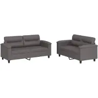 Syfax Ensemble de canapés 2 pcs avec coussins Gris Similicuir