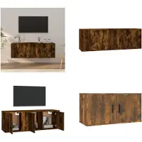 vidaXL 2 pcs. Set d'armoire TV chêne fumé bois composite - Set d'armoire TV - Ensemble d'armoires TV - Armoire TV - Support TV