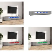 vidaXL 3 pcs. Armoire TV Set LED Luminaires Gris Sonoma Bois composite - Armoire TV - Meubles TV - Support TV