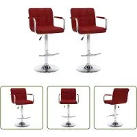 The Living Store Tabouret de bar 2 pcs. Simili cuir rouge vin