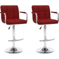 Syfax Tabourets de bar lot de 2 rouge bordeaux similicuir