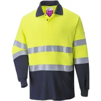 Portwest FR74 Polo anti-feu bicolore, manches longues Jaune/Navy Taille XL