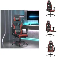 vidaXL Chaise de jeu avec massage & repose-pieds noir vin rouge similicuir - chaise de jeu