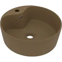 Syfax Lavabo de luxe avec trop-plein Crème mat 36x13 cm Céramique