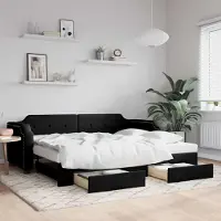 Prolenta Maison Exclusive - Lit de jour convertible avec tiroirs, noir, 80 x 200 cm, tissu