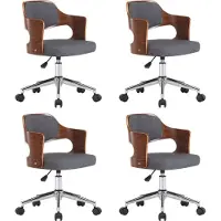 Syfax Chaises pivotantes à manger lot de 4 gris bois courbé et tissu