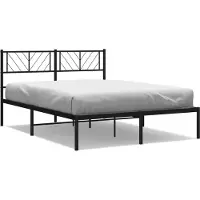 Syfax Cadre de lit métal sans matelas avec tête de lit noir 140x200cm