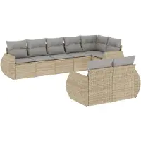 vidaXL Ensemble de jardin canapé 8 pièces avec coussins Beige Poly Rattan