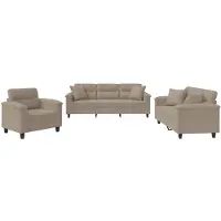 Syfax Ensemble de canapés 3 pcs avec coussins Taupe Tissu microfibre