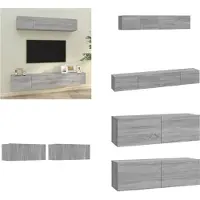 vidaXL 4 pcs. Armoire TV Set Gris Sonoma Bois composite - Ensemble d'armoires TV - Ensembles d'armoires TV - Meuble-paroi