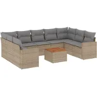 Sonstiges Salon de jardin avec coussins 10 pcs beige résine tressée