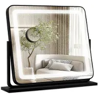 Costway Miroir de maquillage avec éclairage LED - 3 modes d'éclairage - grossissement 5X - inclinable - 56 x 12 x 48 cm - noir