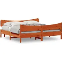 vidaXL Lit en bois massif, sans matelas, en pin brun cireux 180x200