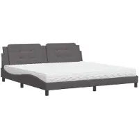 vidaXL Lit avec matelas "Zadar" gris 200x200 cm simili-cuir