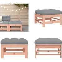 vidaXL Tabouret de jardin avec coussin en bois massif Douglas - Tabouret de jardin - Tabouret de terrasse - Tabouret d'extérieur - Tabouret de pied de jardin
