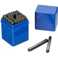 Relaxdays Kit de lettres à frapper , 36 pièces, poinçons de 3 mm, cuir et métal, outils de poinçonnage A-Z et 0-9, acier, noir