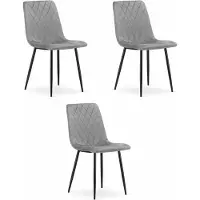 Leobert Chaise - - Turin - Velours Gris Clair - 44,5 X 53 X 88,5 Cm - Lot De 3