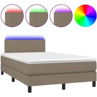 vidaXL Lit Boxspring avec matelas & LED Taupe 120x190 cm Tissu