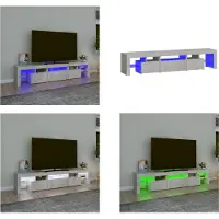 vidaXL Armoire TV avec lampes LED gris béton 200x36,5x40 cm - Armoire TV - Pied de TV - Armoire média