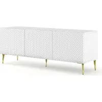 Furnlux Classic FURNLUX Table TV Ravenna C Blanc Et Brillant Blanc Et Or 150cm / Couleur principale : Blanc / Dimensions : 150 x 56 x 42 cm