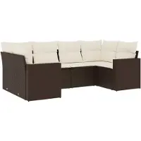 Sonstiges Salon de jardin avec coussins 6 pcs marron résine tressée