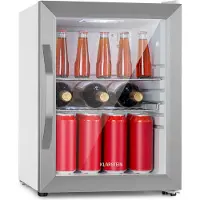 Klarstein Beersafe M Crystal White Réfrigérateur 33 litres 2 étagères Porte en verre panoramique Acier inoxydable