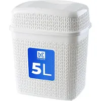 Kadax Seau à cosmétique en plastique "Tonni", poubelle avec couvercle basculant, poubelle pour salle de bain, blanc, 5L