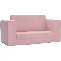 vidaXL Canapé-lit pour enfants 2 places Rose Peluche douce