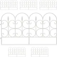Relaxdays Clôture de parterre en plastique résistant aux intempéries, hauteur 30 cm, jolie clôture décorative, avec piquets, lot de 6 pièces, 4 m, blanc