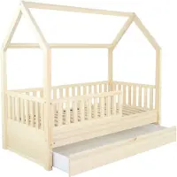 Viking Choice Lit de maison 80x160 cm, lit d'enfant en pin avec tiroir