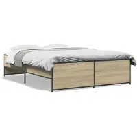 vidaXL Cadre de lit en chêne Sonoma 120x190 cm Bois composite et métal