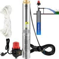 Vevor Pompe Immergée pour Puits 50 L/min 89 m Pompe à Eau pour Puits Profond en Acier Inox
