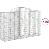 vidaXL Gabions avec arc surélevé 40pcs. 200x50x120/140cm Fer galvanisé