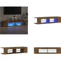 vidaXL Armoire TV avec lampes LED chêne fumé 135x39x30 cm - Armoire TV - Meubles TV - Supports TV